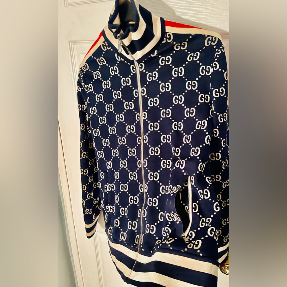Gucci Navy and White Patterned Jacket